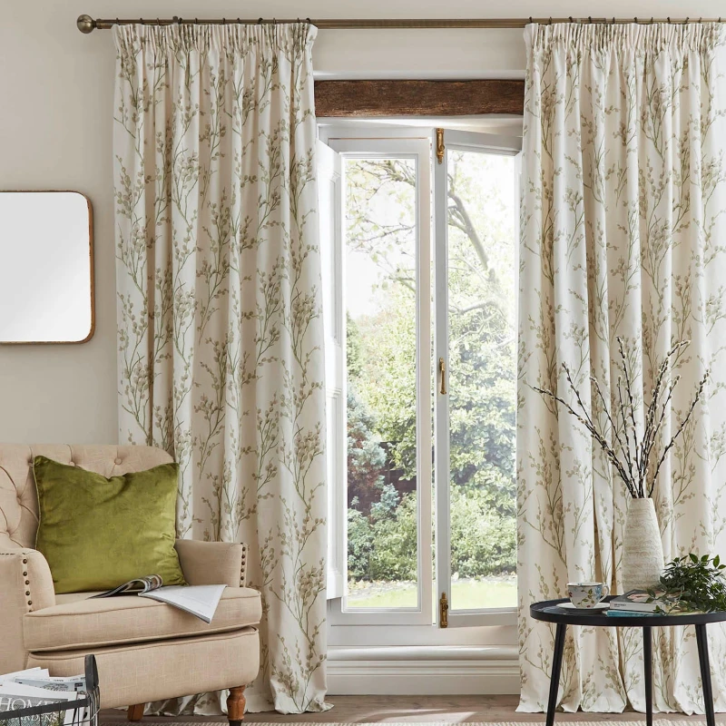 Image of Laura Ashley Pussy Willow Curtains, 162 x 182cm, Off-White Hedgerow