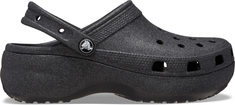 Image of Crocs Women Classic Platform Glitter Clogs Black 4