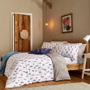 Image of Joules Feathers Chalk 100% Cotton Percale Duvet Cover Set Chalky White