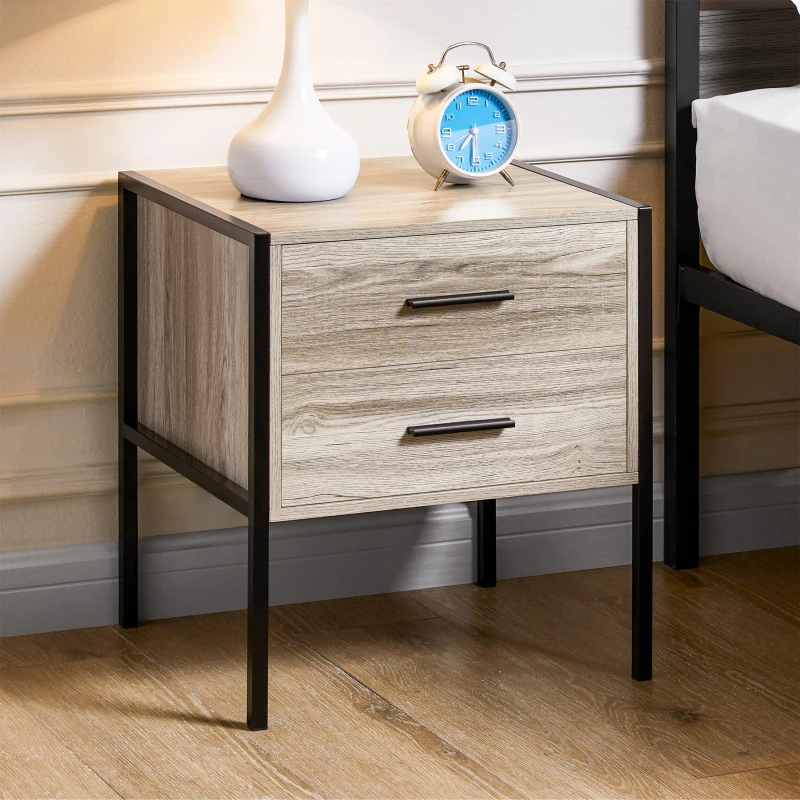 Image of Lassic Vida Designs Brooklyn 2 Drawer Bedside Cabinet Grey unisex 2 Drawer