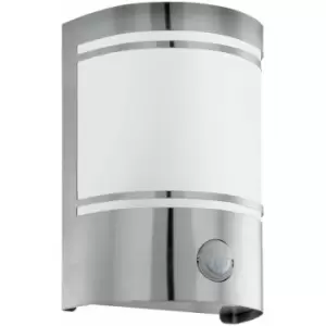 image of Loops - IP44 Outdoor Wall Light & pir Motion Sensor Stainless Steel 1 x 40W E27 Bulb