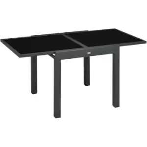 image of Outsunny Extendable Outdoor Dining Table Patio Table with Aluminium Frame Black - Black