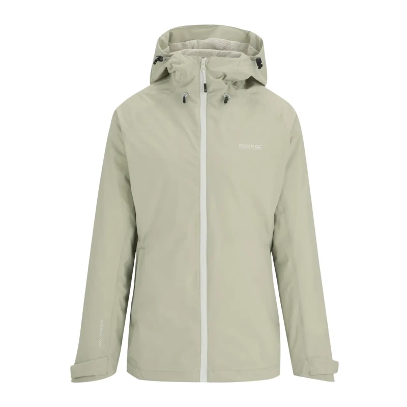 Image of Regatta Womens Frina Panelled Hooded Walking Waterproof Jacket in Cream Size: 10 Cream Female 10