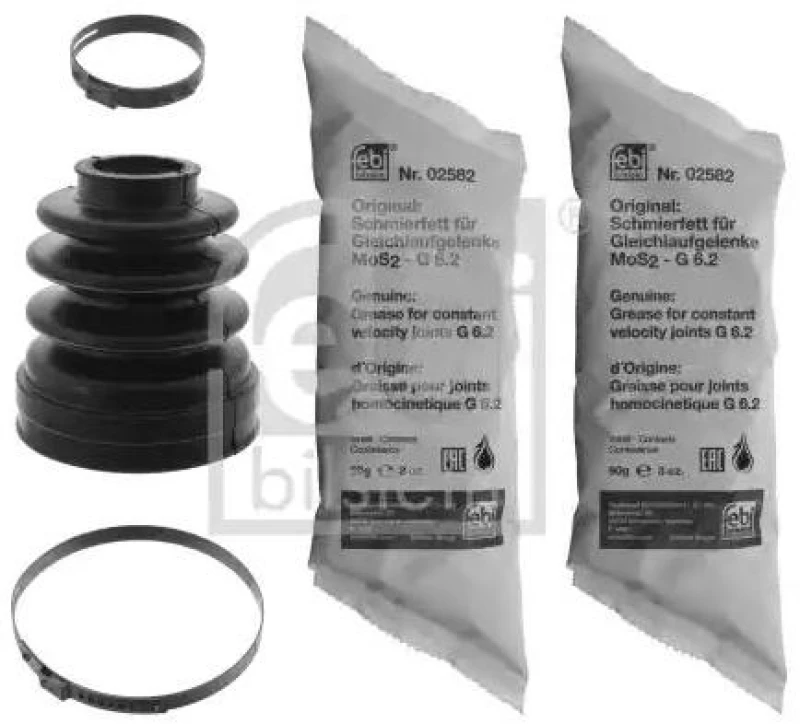 Image of FEBI BILSTEIN 100344 CV Boot transmission sided, Rubber Rubber Bellow,drive shaft (194)