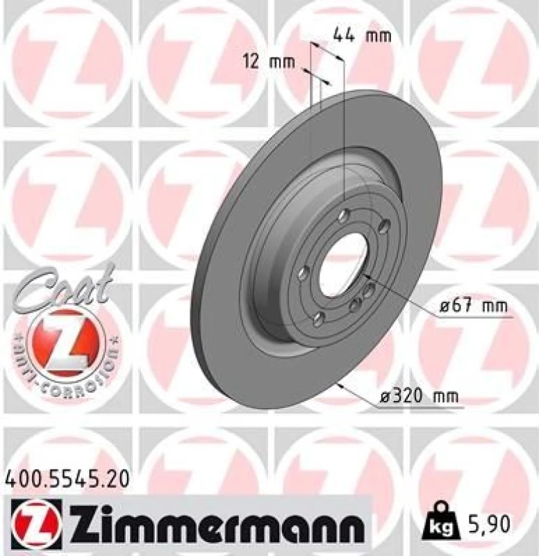 Image of ZIMMERMANN Brake disc ZIMMERMANN 400.5545.20