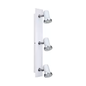 Image of Wall Flush Ceiling Light IP44 Bathroom Colour White Chrome Bulb GU10 3x3.3W Incl
