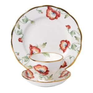 image of Royal Albert 100 years 1970 poppy 3 piece set