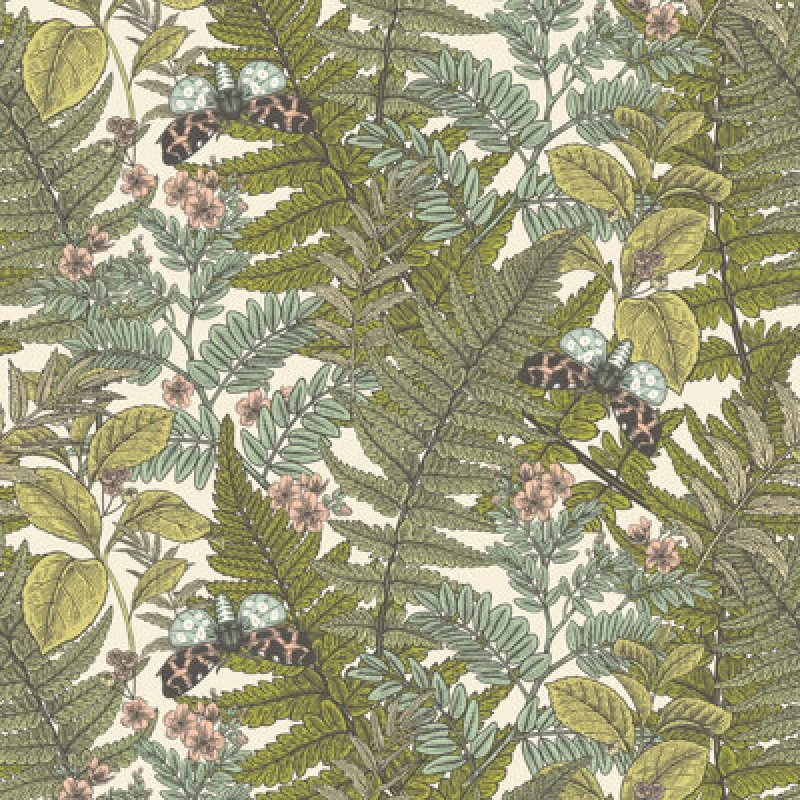 Image of Hoopla Walls Wild Ferns Juniper Smooth Matt Wallpaper