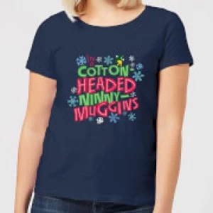 Image of Elf Cotton-Headed Ninny-Muggins Womens Christmas T-Shirt - Navy - L