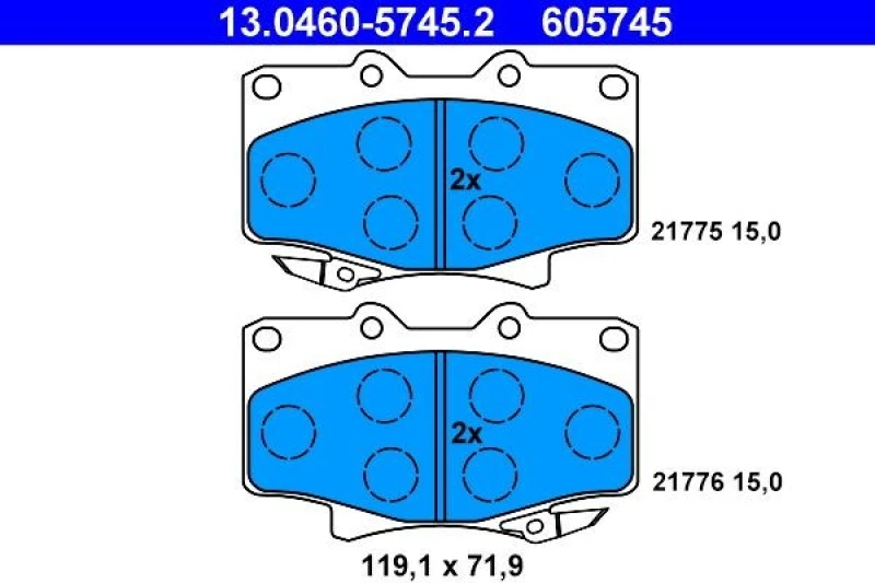 Image of ATE 13.0460-5745.2 Brake pad set with acoustic wear warning Brake Pad Set,disc brake (402)