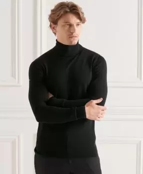 Image of Superdry Mens Studios Merino Roll Neck Jumper Black / Nightwatch Black - Size: Xxl