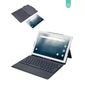 image of Entity Verso Pro 2IN1 10.1 Inch Android 11 Tablet & Keyboard 4G LTE WIFI Bluetooth Octa-Core 2GB/32GB 5/8MP Camera Metal - Silver Tablet/White Keyboar