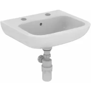 Image of Portman 21 Wall Hung Cloakroom Basin with Overflow 500mm Wide - 2 Tap Hole - Armitage Shanks