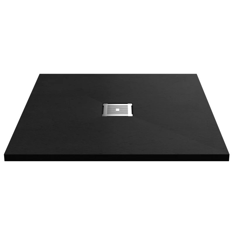 Image of Balterley Premium Slimline Square Shower Tray - 900mm - Slate Black Black