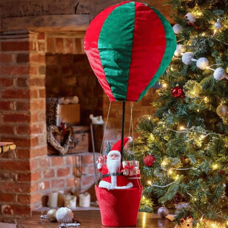 Image of 80cm Red and Green Santa's Hot Air Balloon Hanging Christmas Decoration