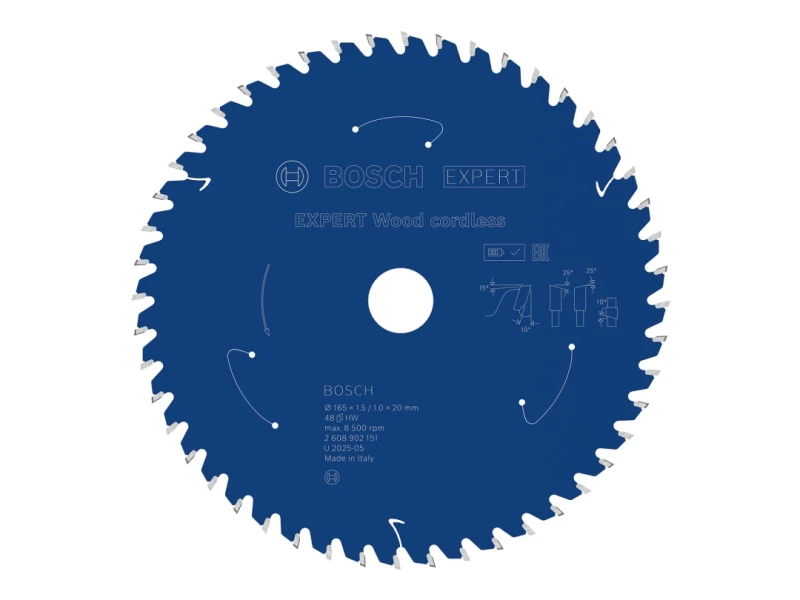Image of Bosch Powertool Accessories EXPERT Wood Cordless Circular Saw Blade 165 x 20mm x 48T 2.608.902.151