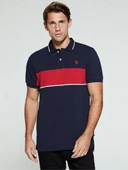 U.S. Polo Assn. U.s Polo Assn Banded Tipped Polo Shirt Reg Fit, Navy, Size XL, Men