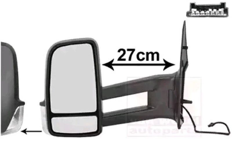 Image of VAN WEZEL 5862823 Wing mirror * HAGUS * Left, black, Long mirror arm, Rough Outside Mirror (50)