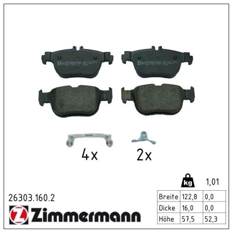Image of ZIMMERMANN Brake pad set ZIMMERMANN 26303.160.2