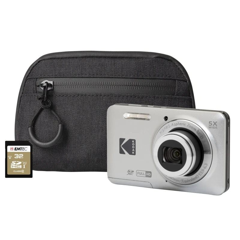 Image of Kodak PIXPRO FZ55 16MP 5x Zoom Compact Camera - Silver - Camera + 32GB