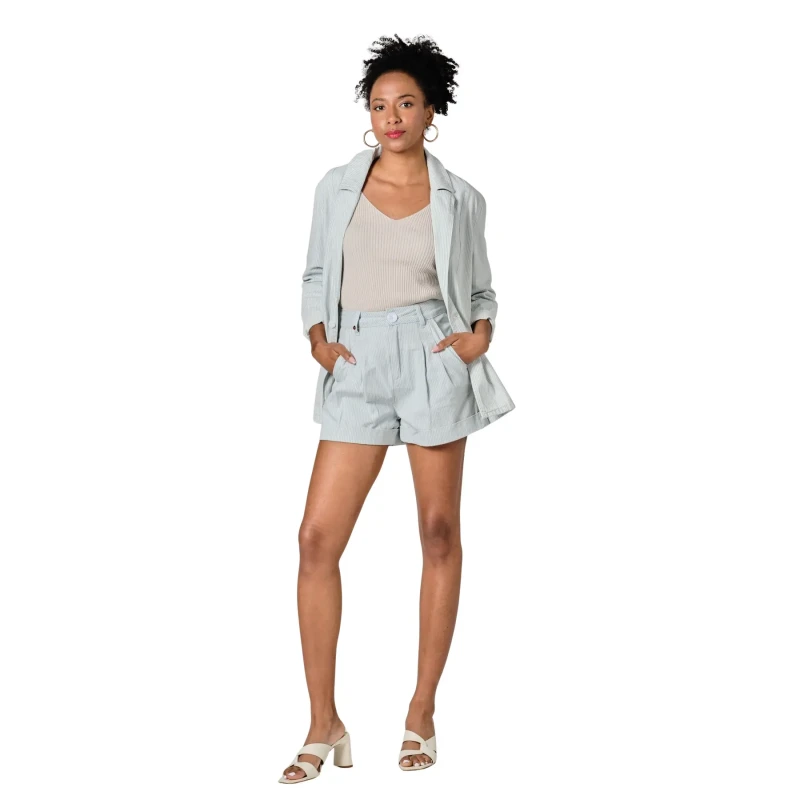 Image of F.A.M. Paris Striped oversized womens jacket F.A.M. Paris Ines Bleu Female XS