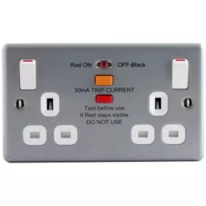 Image of BG Metal Clad 2 Gang Switched Socket with RCD Protection - Silver