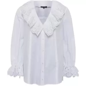 Image of French Connection Ena Organic Rhodes Ruffle Blouse - White