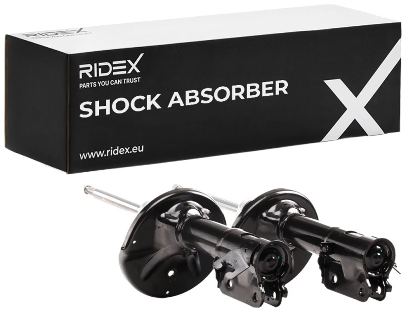 Image of RIDEX 854S2598 Shock absorber Front Axle Left, Gas Pressure, Twin-Tube, Suspension Strut, Bottom Yoke Shock Absorber (854)