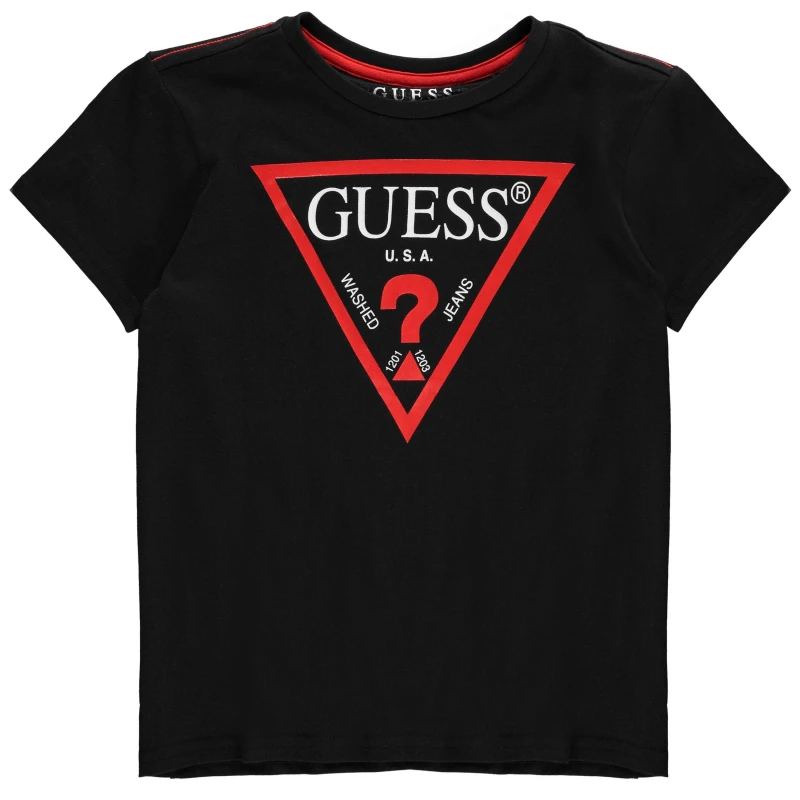 Image of Guess Logo T Shirt - Black 7 - 8 Years