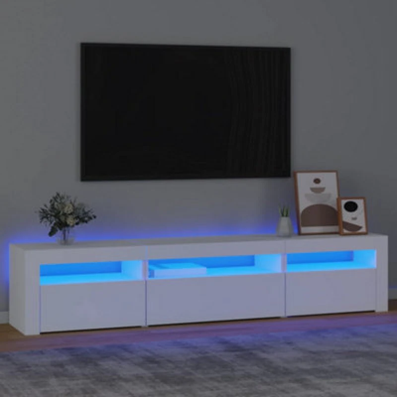 Image of vidaXL TV Cabinet with LED Lights White 195x35x40 cm, White 3152738