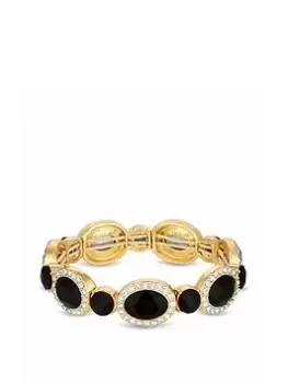 Image of Jon Richard Gold Plated And Jet Stretch Bracelet, Gold, Women