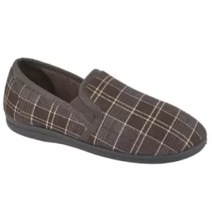 image of Sleepers Mens Dale Checked Slippers (10 UK) (Brown)