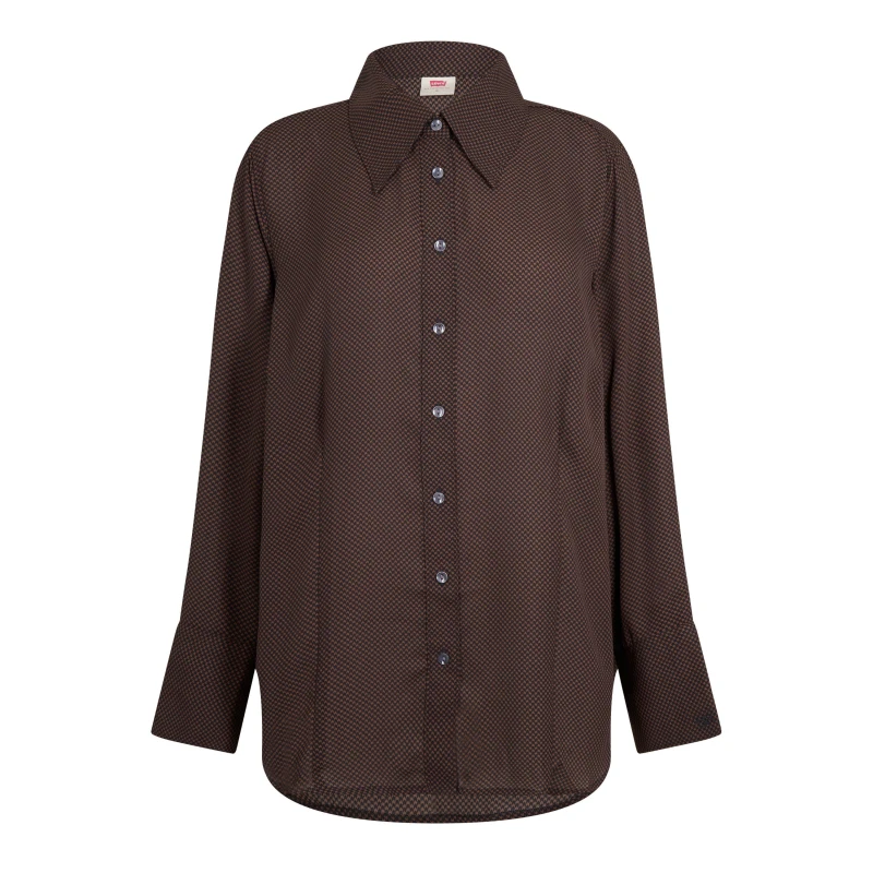 Image of Levis Womens Maeve Elodie Floral Long-Sleeve Blouse Geo Fondue Fudg female 3X