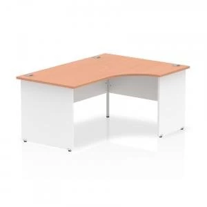Image of Trexus Desk Crescent Right Hand Panel End 1600x800mm Beech Top White