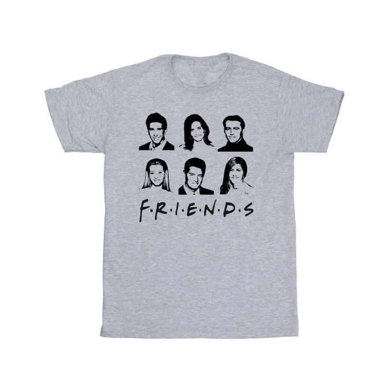 Image of Friends Friends Men Faces Logo T-Shirt in Grey Size: Small Grey S Male 5063376926638