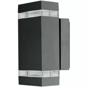 Image of Outdoor IP44 Twin Wall Light Sconce Dark Grey LED 7.6W Bulb Outside External