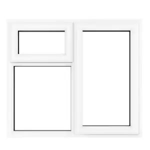 Image of Crystal uPVC Window A Rated Right Hand Side Hung next to a Top Opener over a Fixed Light 1190mm x 1040mm Clear Glazing - White