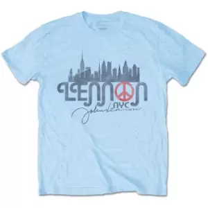 image of John Lennon - NYC Skyline Unisex XX-Large T-Shirt - Blue