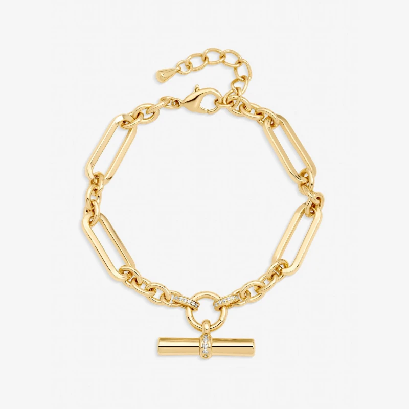 Image of Jon Richard Womens Gold Plated Luxe T-Bar Bracelet Gold Female One Size