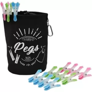 image of JVL Large Peg Bag with 144 Prism Soft Touch Flower Deign Pegs