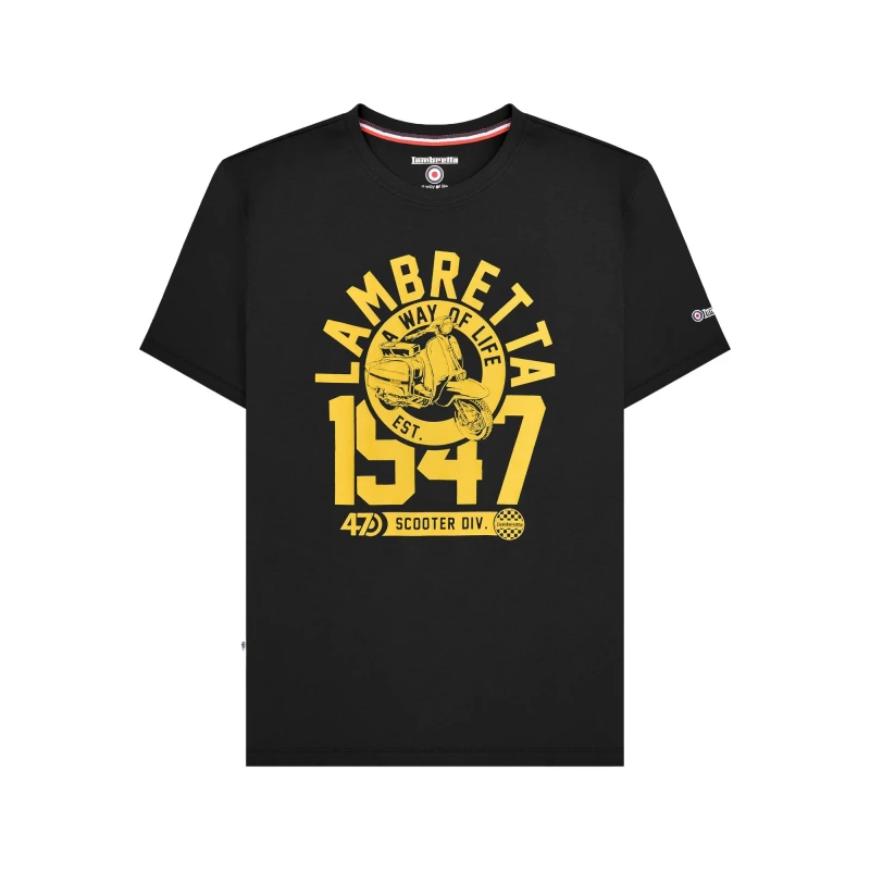 Image of Lambretta Lambretta Men 1947 Scooter T-Shirt in Black Size: Medium Black M Male 5063703650823