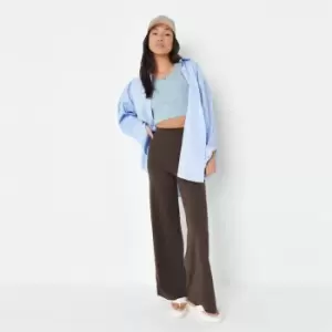 image of Missguided Tailored Wide Leg Trouser - Brown