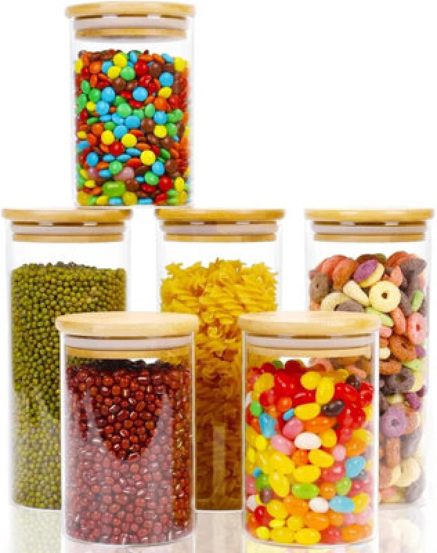 Image of Neo Set of 6 Clear High Borosilicate Glass Storage Jars Natural unisex