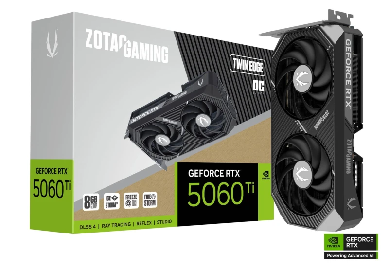 Image of ZOTAC GAMING GeForce RTX 5060 Ti 8GB TWIN EDGE OC GDDR7 Graphics Card - ZT-B50610H-10M