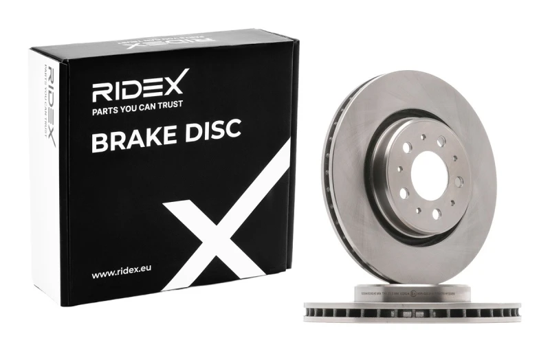 Image of RIDEX 82B0239 Brake disc Front Axle, Vented, Cast Iron, Uncoated, Untreated, without bolts/screws Cast Iron Brake Disc (82)