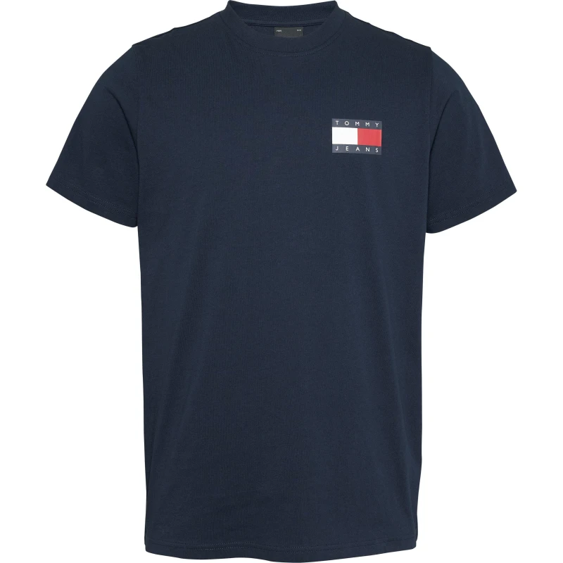 Image of Tommy Jeans Mens Slim Essential Flag Regular Fit T-Shirt Dark Night male 2XL