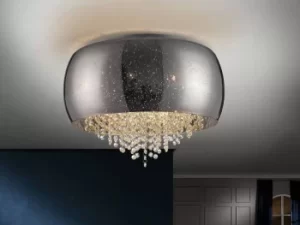 Image of Caelum 6 Light Crystal Flush Ceiling Light Chrome, G9