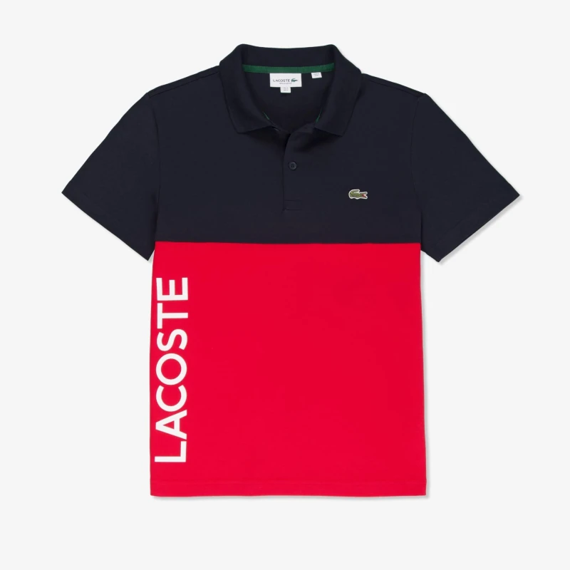Image of Lacoste Regular Fit Stretch Cotton Colourblock Polo Shirt - Black S