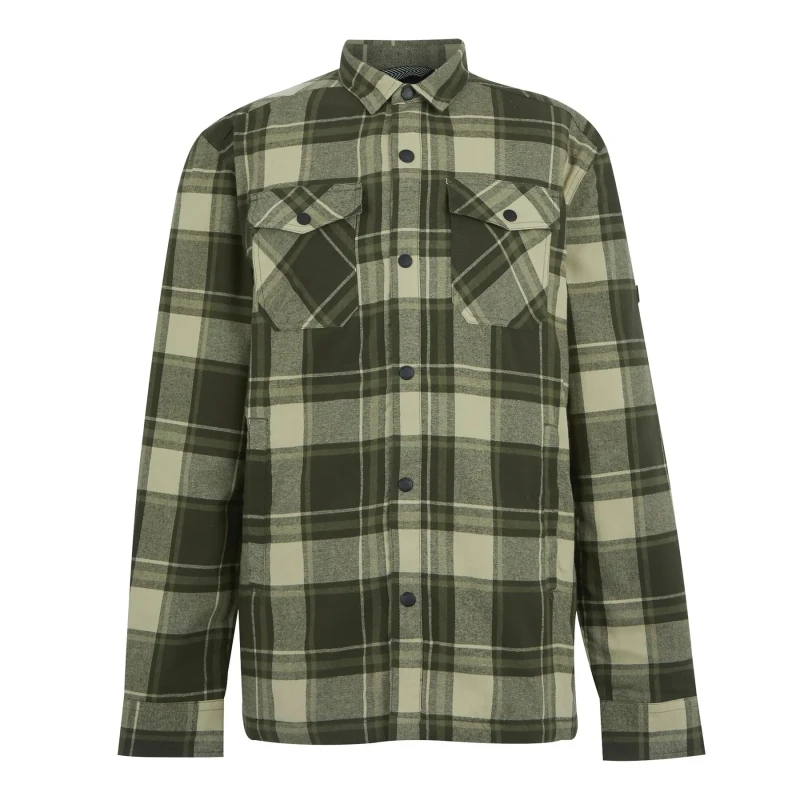 Image of Regatta Regatta Men Spennith Fleece Lined ShackeT-Shirt in Dark Green Size: Small Dark Green S Male 5063516105534