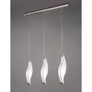 Image of Sintesys pendant lamp 3 Drop E27 3 Bulbs E27 Bar, polished chrome / arylic white